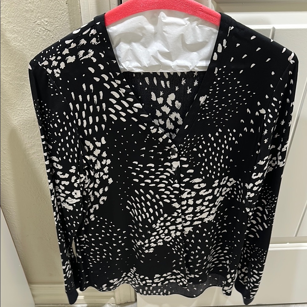 Tibi Black and White Patterned Blouse